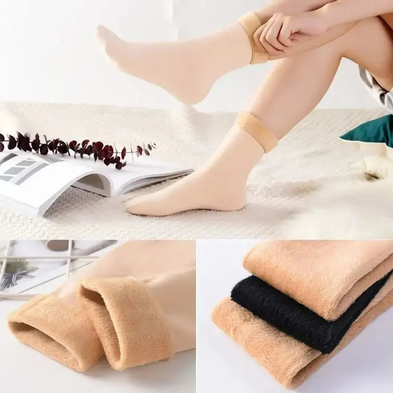 Meias Térmicas de Inverno para homens e mulheres forrado de lã engrossado